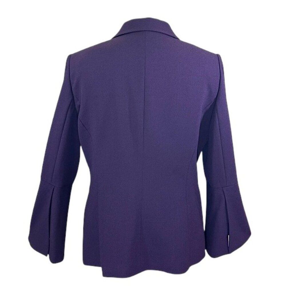 Tahari ASL Blazer Size 14 Split Bell-Sleeve Purple - Picture 3 of 13